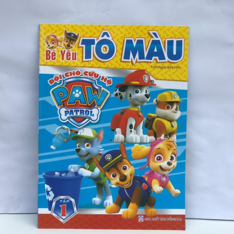 set 4  tập/vở bé tô màu đội chó cứu hộ