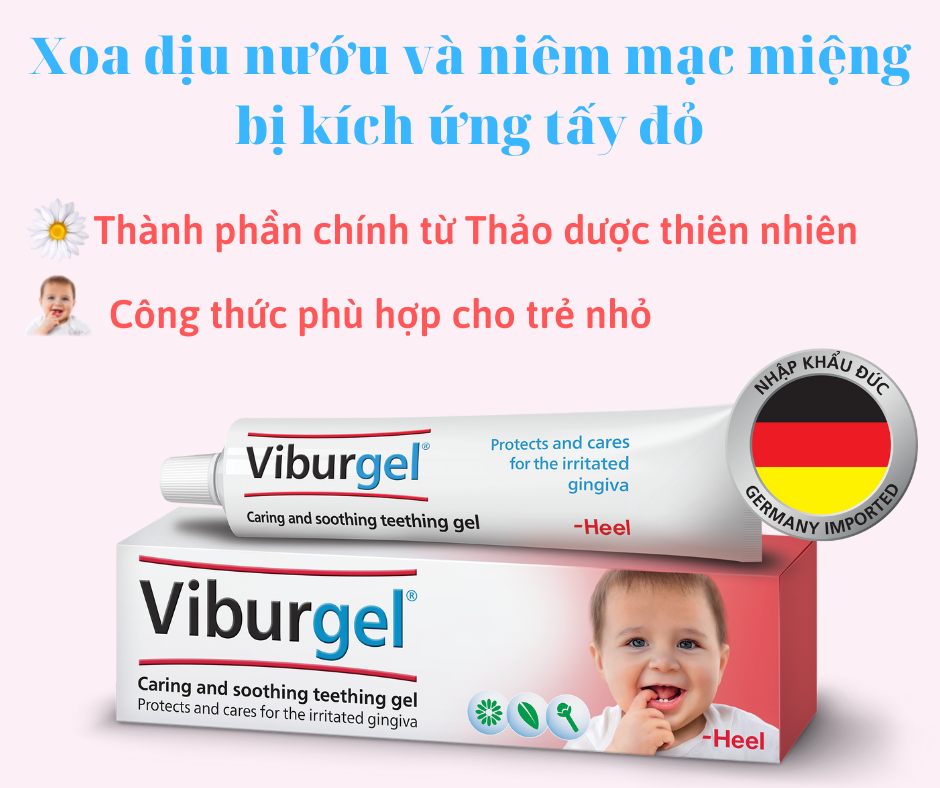 Gel Bôi Thảo Dược Thiên Nhiên - Viburgel Giúp Xoa Dịu Nướu Và Niêm Mạc Miệng Bị Kích Ứng Tấy Đỏ Do Mọc Răng, Bệnh Tay Chân Miệng