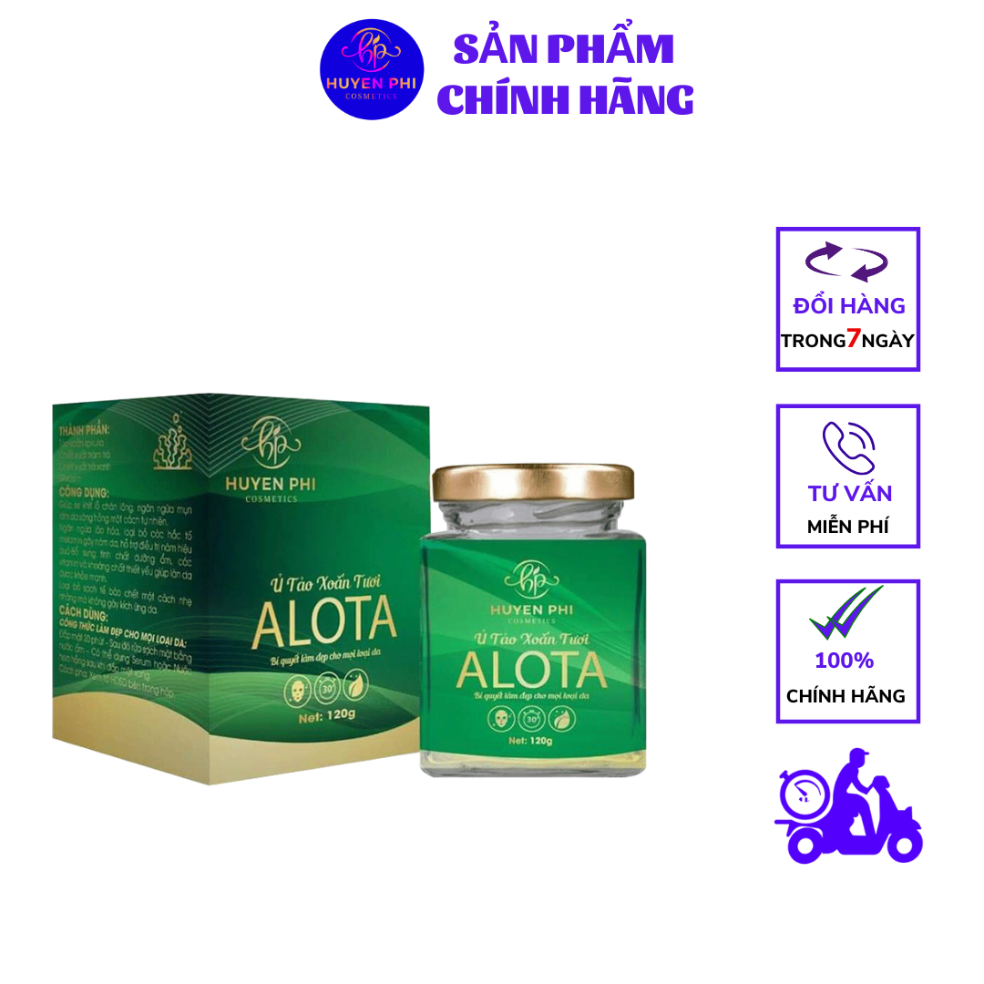 Ủ Tảo Xoắn ALOTA HUYỀN PHI COSMETICS Dưỡng Trắng Da Cấp Ẩm Ngừa Mụn Dung Lượng 120 Gram