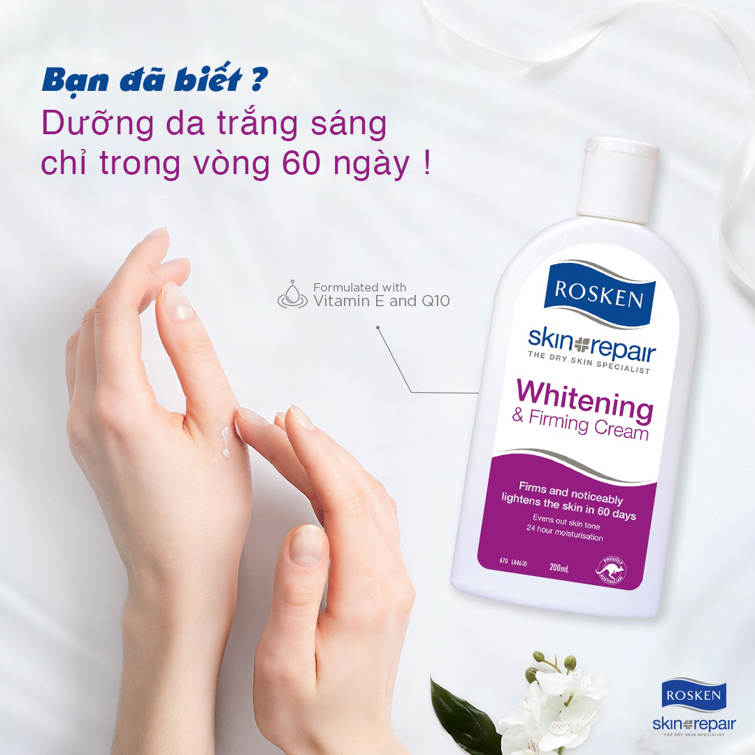 Kem dưỡng trắng sáng săn chắc da Rosken Whitening &amp; firming cream