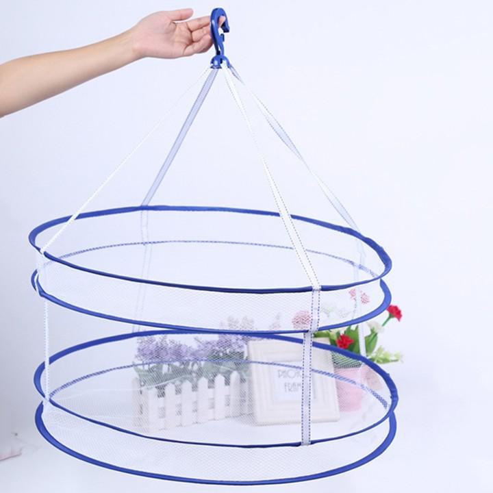 Giỏ treo phơi tất và đồ lót 2 tầng bằng vải lưới có thể gấp gọn