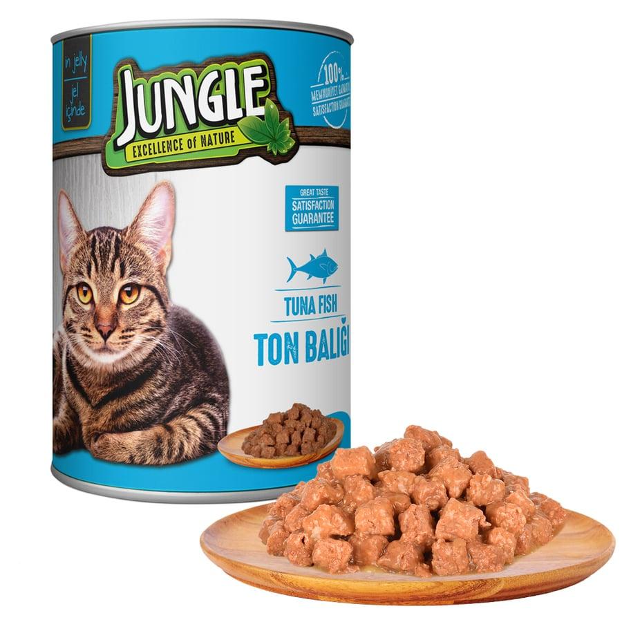 Pate Vị Cá Ngừ Cho Mèo Trưởng Thành Jungle Adult Cat Tuna Fish In Jelly Lon 415g - Xuất Xứ Ý