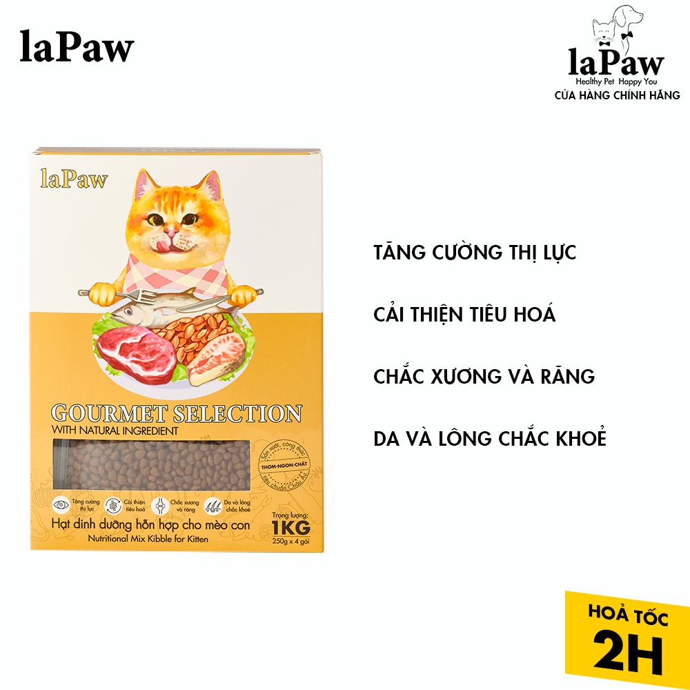 Hạt cho mèo con hỗn hợp dinh dưỡng chuẩn Âu laPaw Gourmet 1KG
