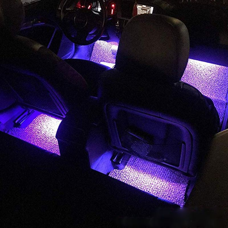 4 Dải Đèn LED Nội Thất Siêu Sáng Cho Ô tô, Đèn 7 Màu, Dài 22cm Chống Thấm Nước