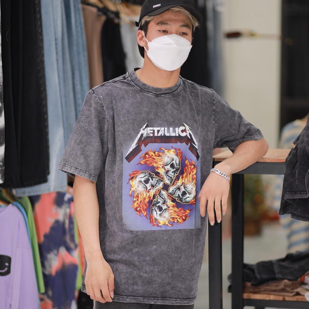 Áo thun nam nữ METALIC loang đen tay lỡ chất liệu cotton 100% cao cấp dáng unisex