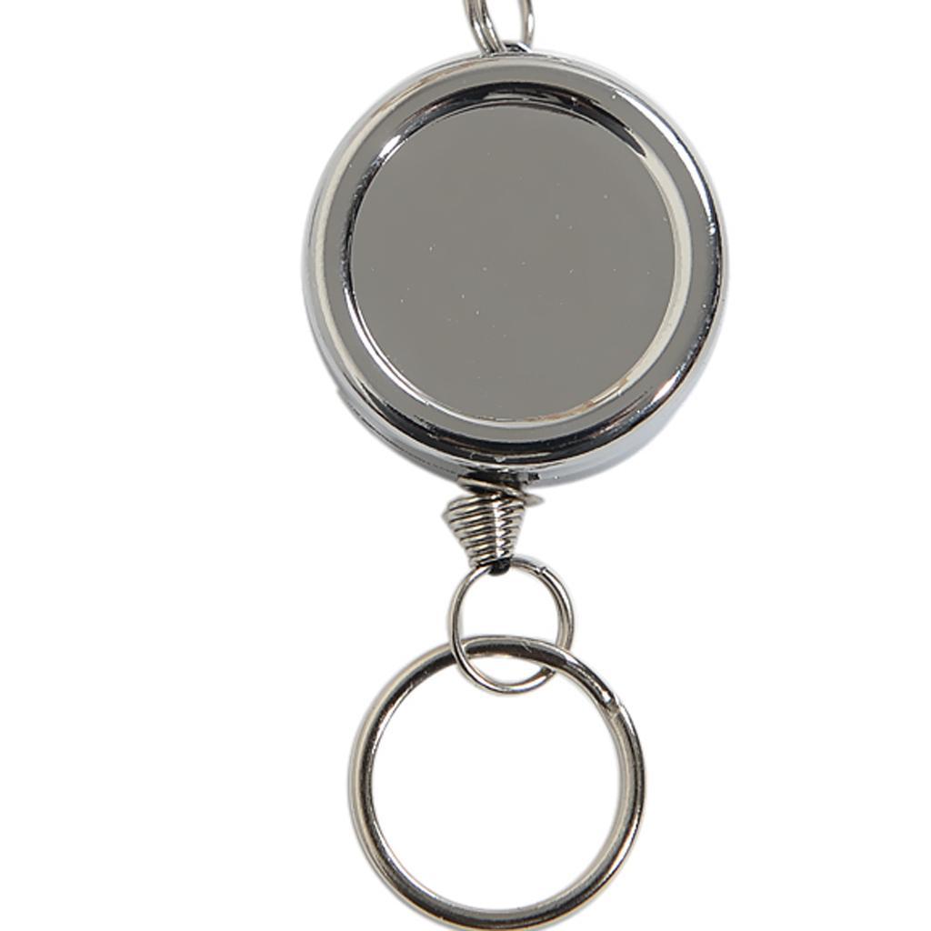 2 PCS Retractable Badge Reel with Carabiner Belt Clip and Key Ring for ID Card Key Keychain Badge Holder, Silver