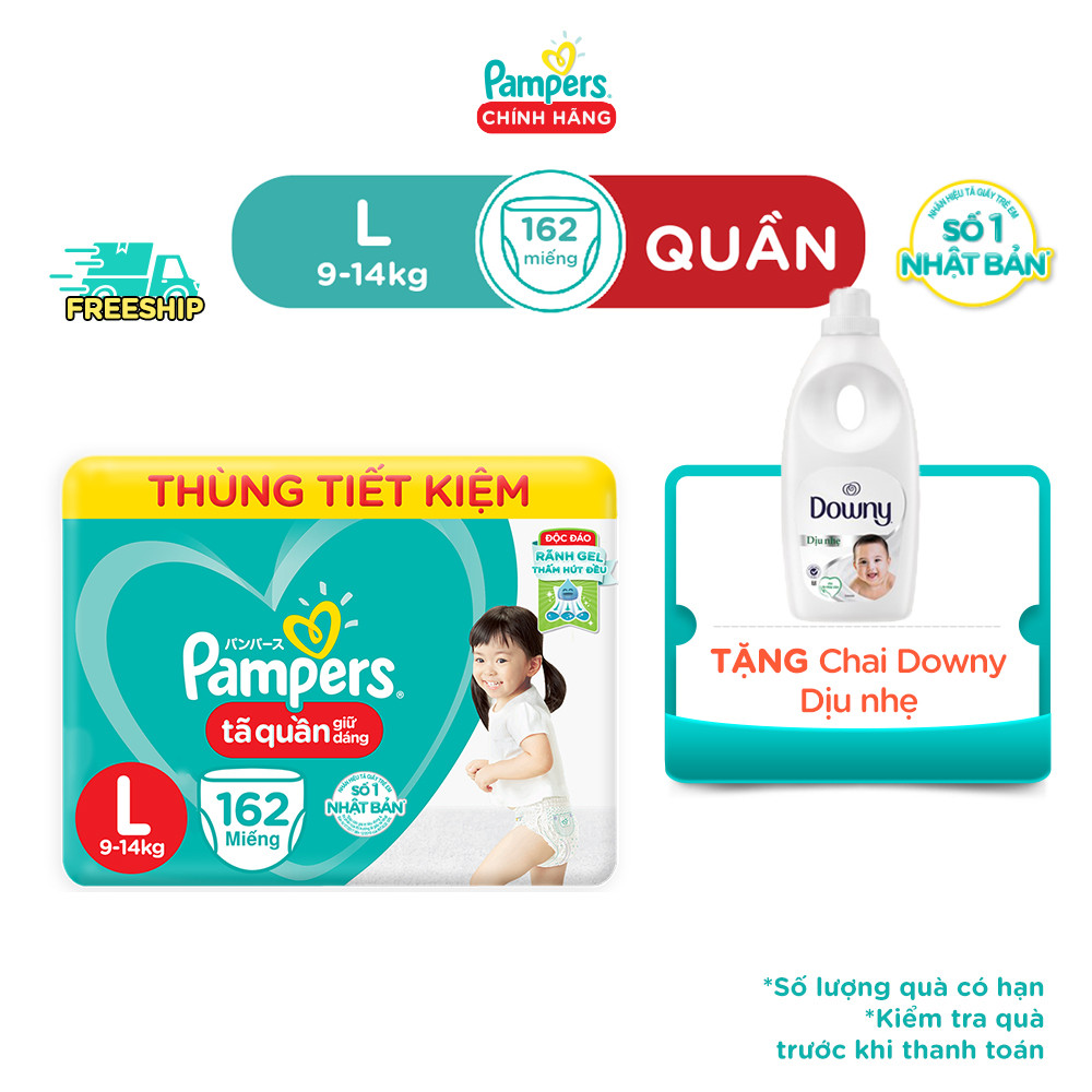 Thùng Mega Tã Quần Pampers Giữ Dáng Megabox M/L/XL - Tặng Chai Downy Dịu Nhẹ