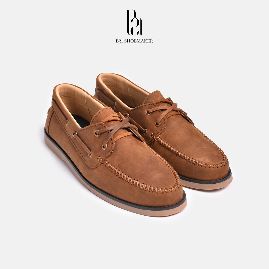 Giày Loafer Nam Da Bò Cao Cấp Sáp Lót Êm Chân Giày Lười Công Sở Phong Cách Vintage Nam Tính Full Box - B21 Shoemaker