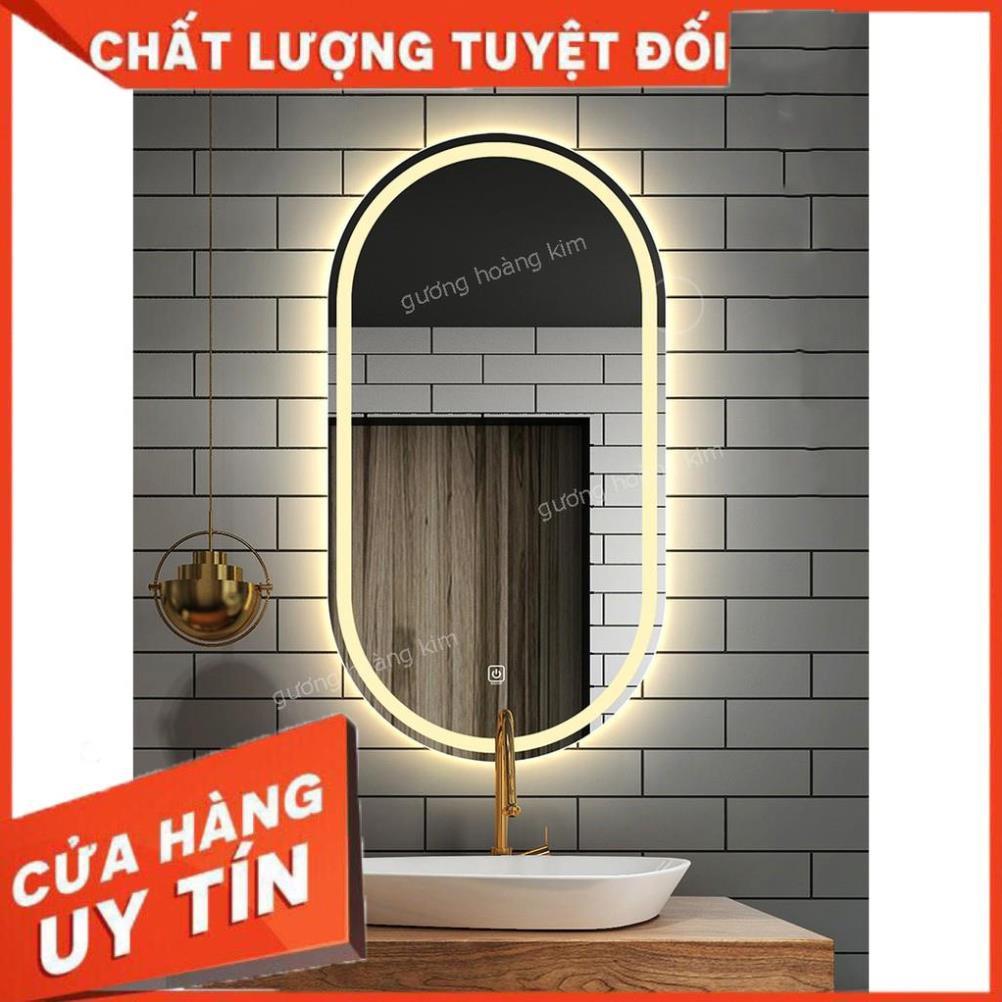 gương LED cảm ứng hình OVAL treo tường, trang trí decor kích thước 50x90cm