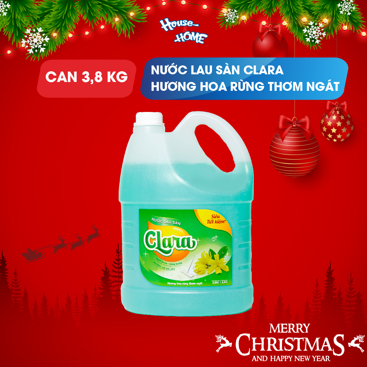 Hình ảnh Nước lau sàn Clara hương hoa rừng thơm ngát can 3,8kg