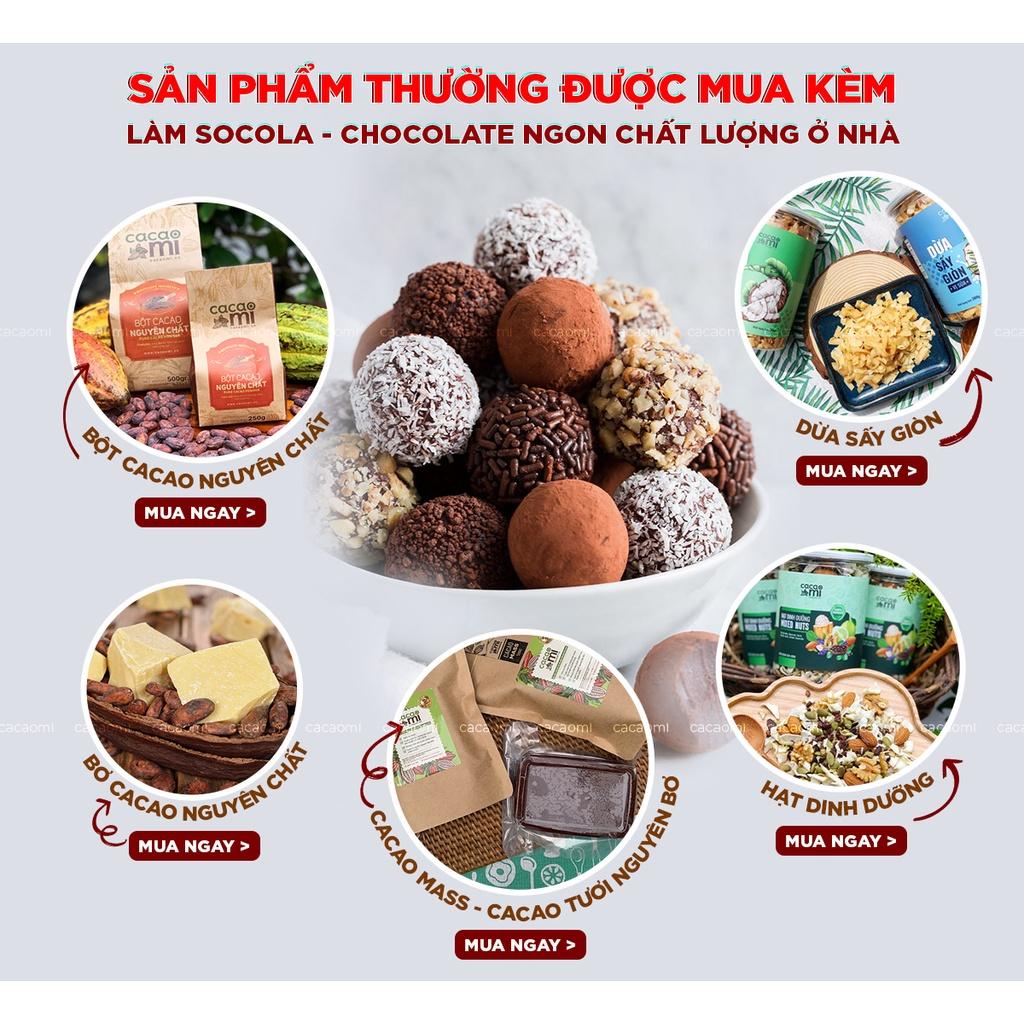 Cacao mass CacaoMi nguyên liệu làm socola handmade từ hạt ca cao 100% nguyên chất không đường 1kg