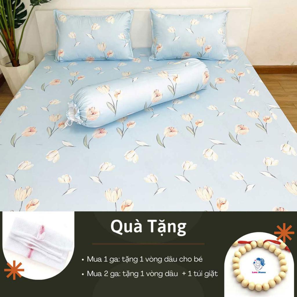 Ga chống thấm Cotton cao cấp hoa tulip không bí hơi, mềm mại thoáng mát