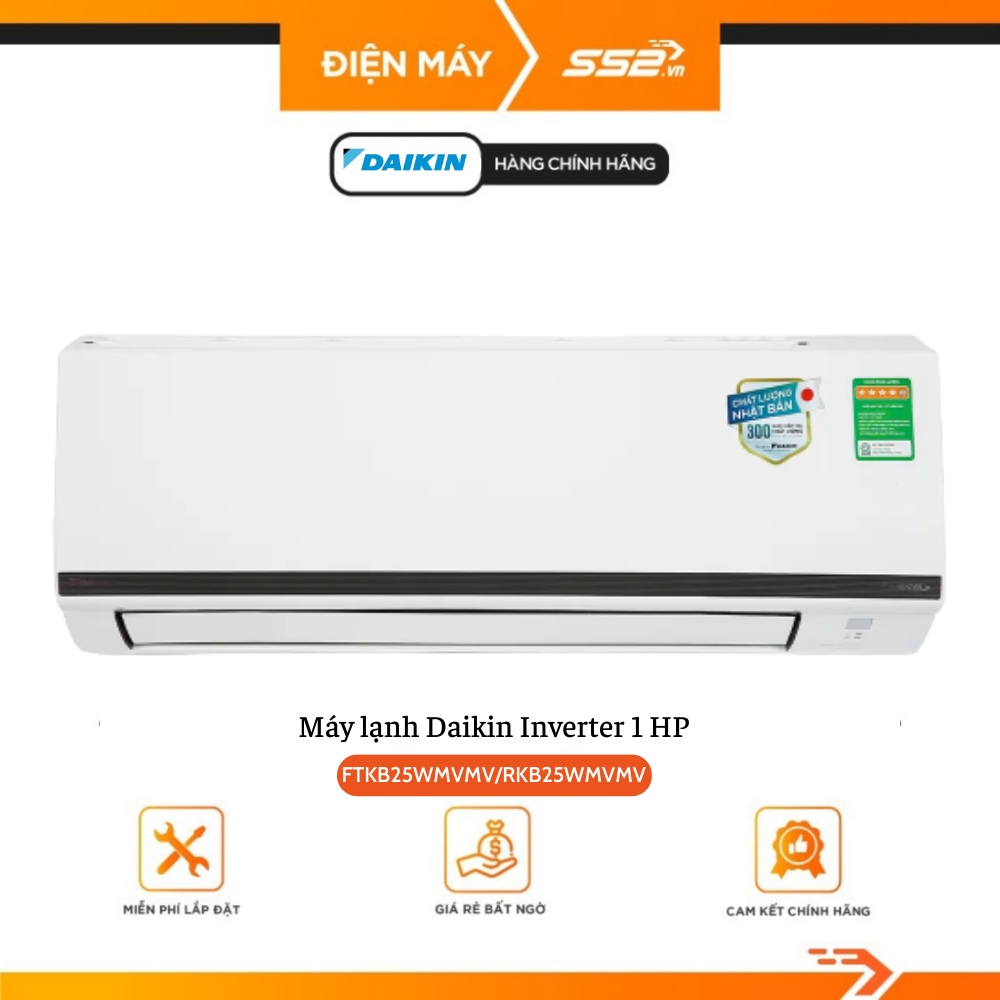 Máy lạnh Daikin inverter 1 HP FTKB25WMVMV/RKB25WMVMV-Hàng Chính Hãng.