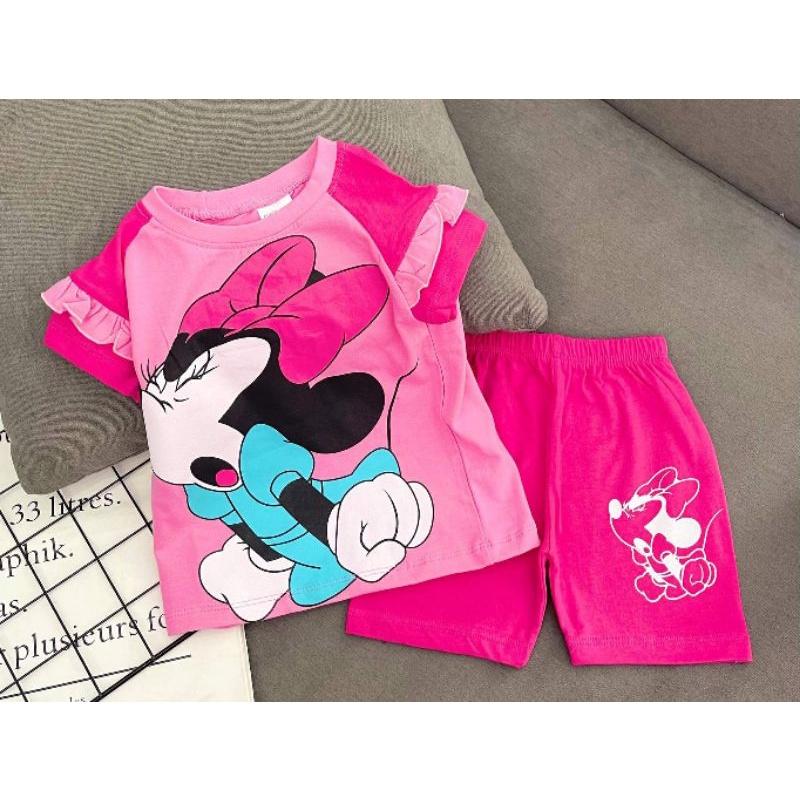 Bộ ngố thun cotton màu in hình dễ thương cho bé gái - Đồ bộ trẻ em