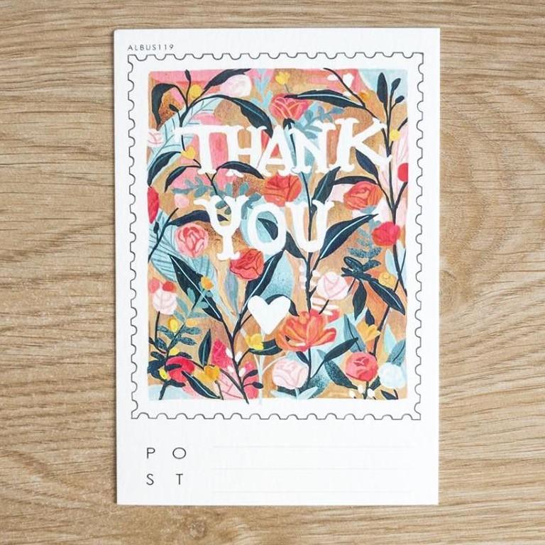 Postcard &quot;Thank you&quot; giấy dày l bưu thiếp cảm ơn | thiệp l Zip A1