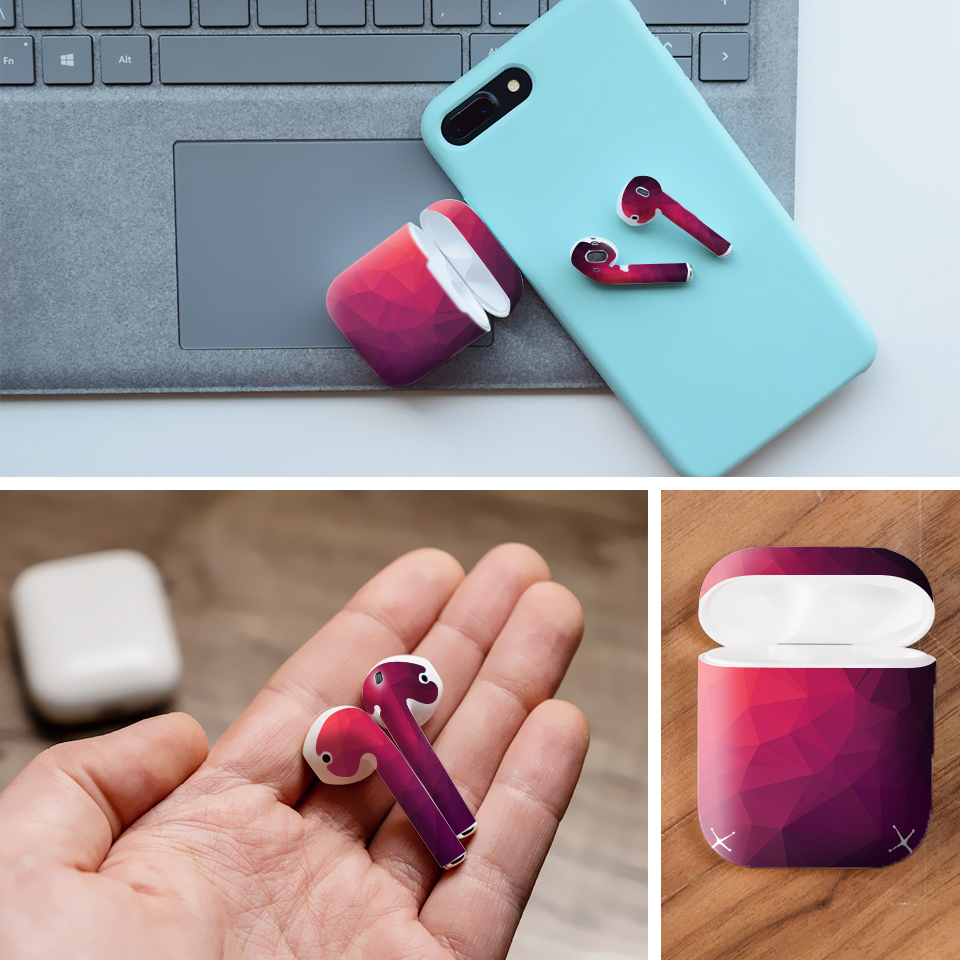 Miếng dán skin chống bẩn cho tai nghe AirPods in hình Vân kim cương - BG0003 (bản không dây 1 và 2)