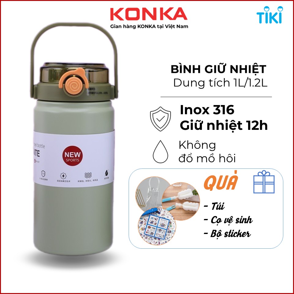Bình giữ nhiệt có ống hút ly giữ nhiệt 1000ml không đổ mồ hôi, lõi inox 316 cao cấp, giữ nhiệt nóng lạnh 12H đến 24H - Hàng chính hãng