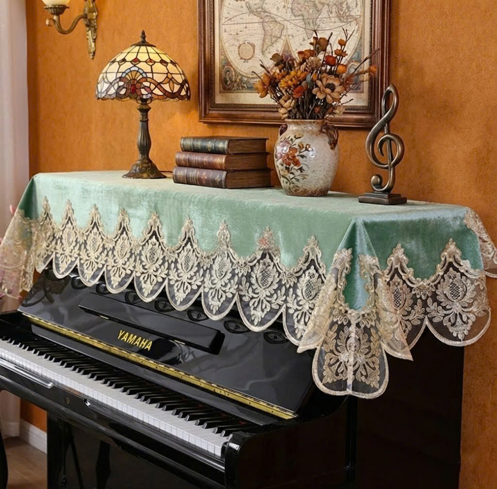 Khăn phủ đàn piano cơ đàn piano điện tử 88 phím phong cách Châu Âu cổ điển sang trọng trang trí giáng sinh noel Tết - Hàng chính hãng