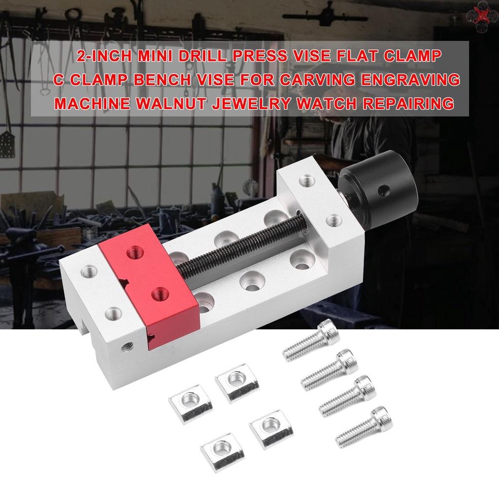 2-Inch Mini Drill Press Vise Flat Clamp C Clamp Bench Vise for Carving Engraving Machine Walnut Jewelry Watch Repairing