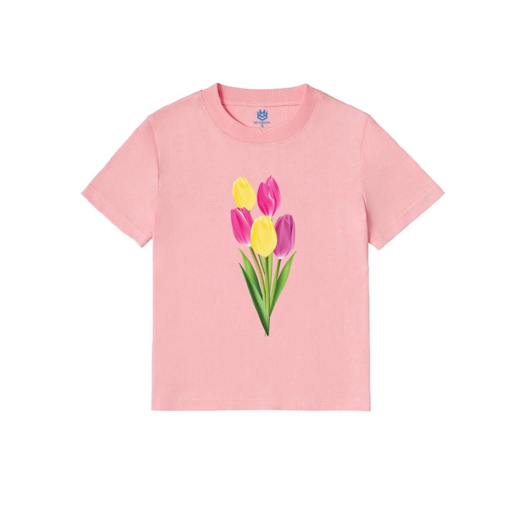 Áo thun Baby Tee hoa tulip đỏ hoa tulip vàng áo hoa tulip thanh lịch BND215