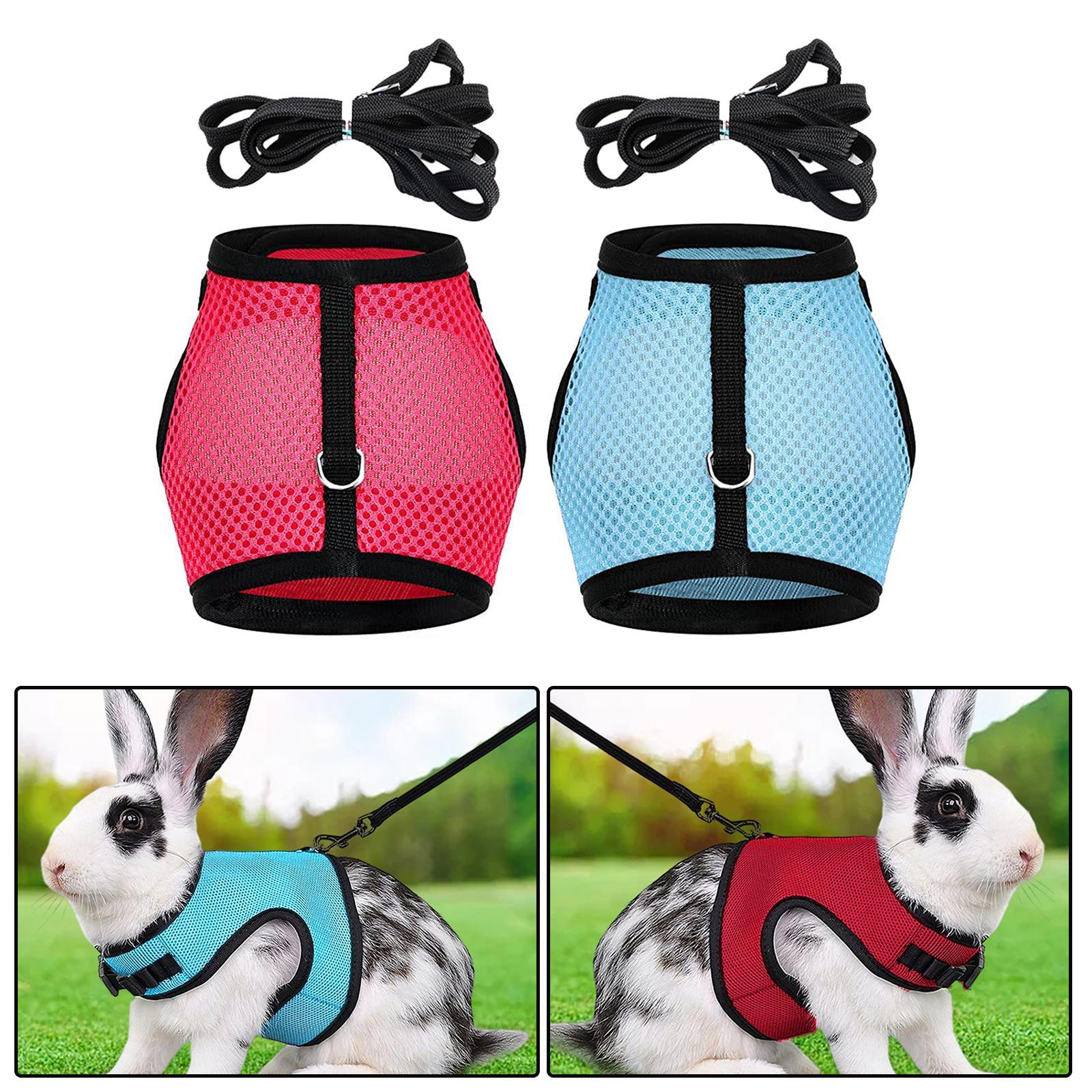 Adjustable Rabbit Harness and Leash Set Walking M 18cm-25cm