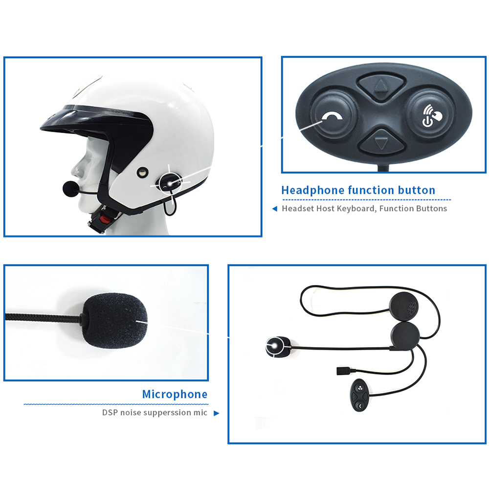 Tai nghe xe máy không dây Mũ bảo hiểm Bluetooth 10M Khoảng cách liên lạc nội bộ  có mic cho động cơ