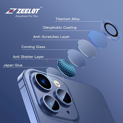 Hình ảnh Dán Camera cường lực viền màu chống va đập Zeelot iPhone 12 Pro/12 Pro Max - Hàng chính hãng