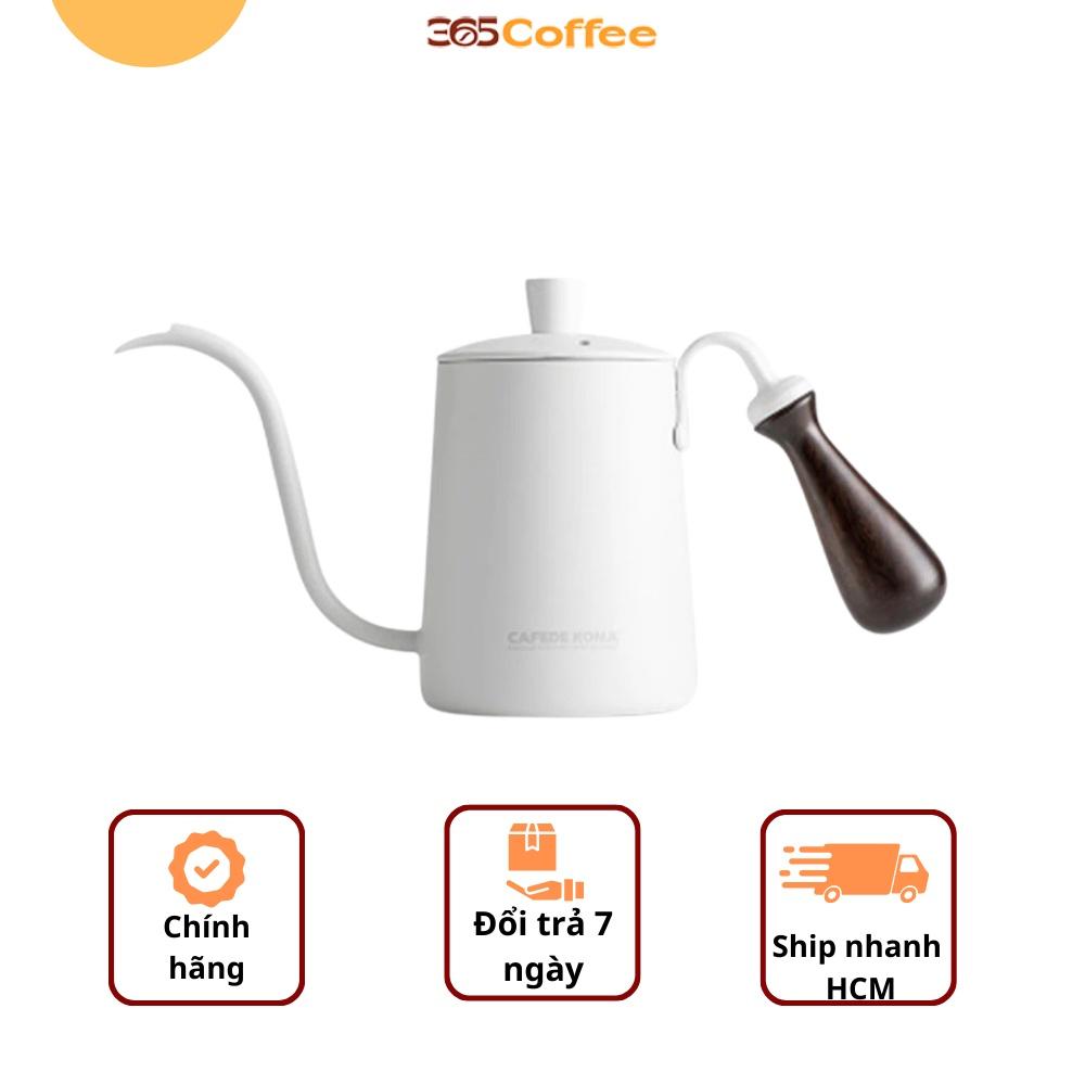 Ấm rót vòi ngỗng pha cà phê Pour over, drip màu trắng hiệu Cafede Kona – Chính hãng