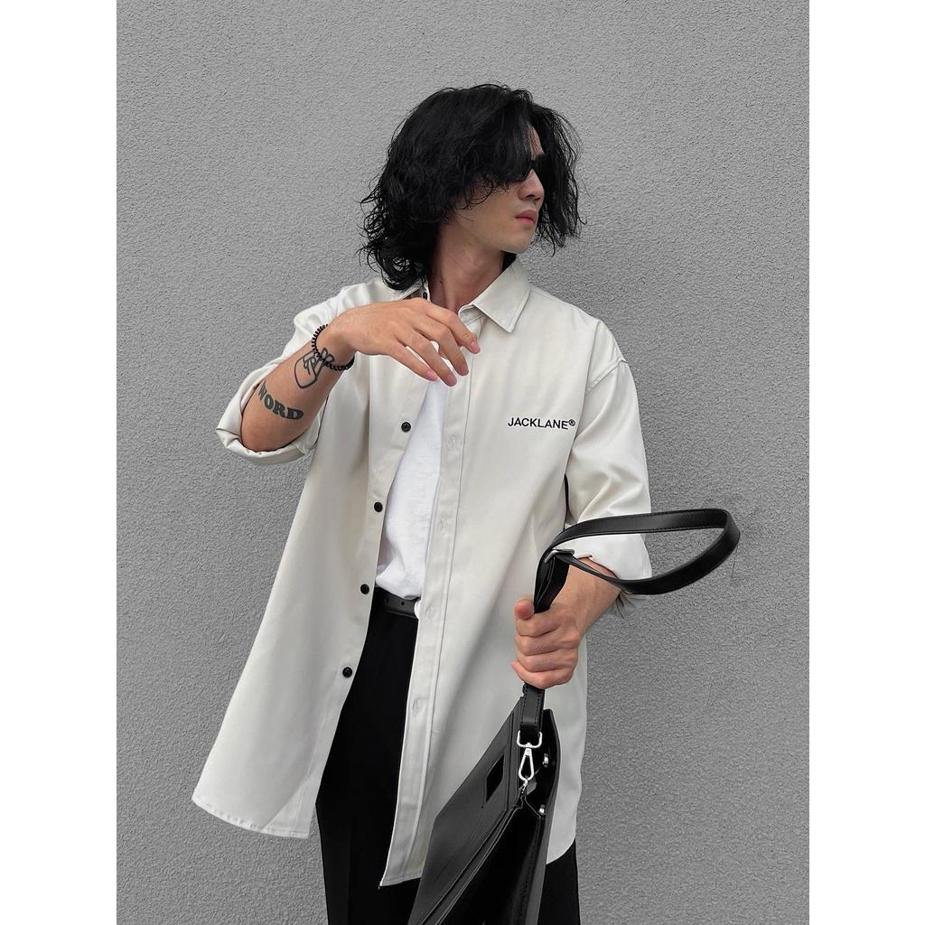 Áo Sơmi dài tay Kaki Dorightfearnothing, Áo sơ-mi dài tay nam nữ unisex form rộng, Local Brand JACK LANE