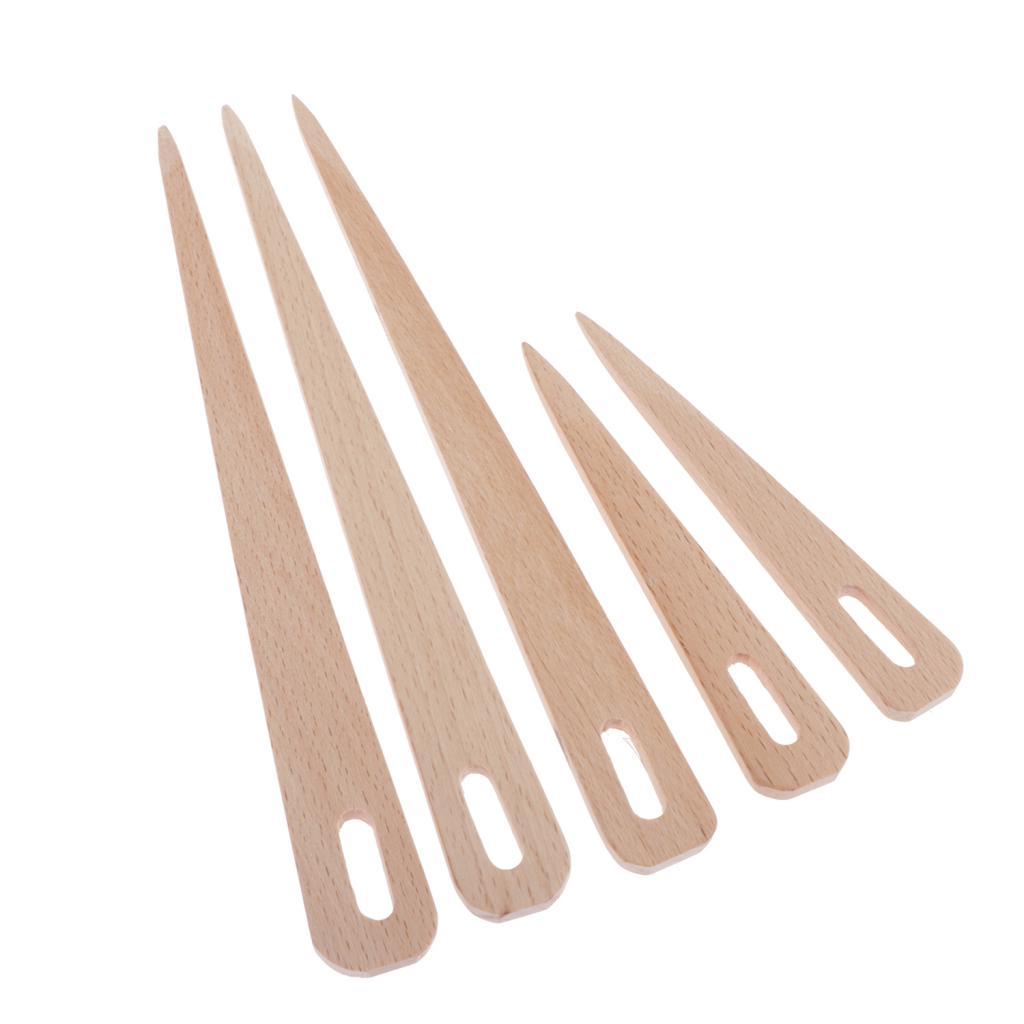 5x Wooden Shuttle Knitting Weaving Stick Tool Loom Accessory For