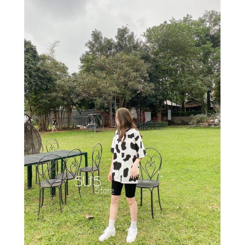 Áo thun loang bò sữa - Áo phông rộng Unisex HS