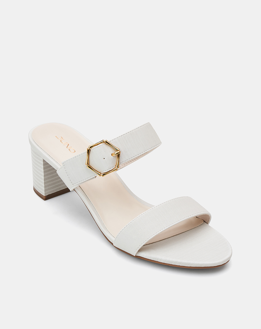 Giày Sandal Nữ 5cm Thời Trang JUNO Gót Vuông Quai Ngang Phối Khóa Trang Trí SD05104
