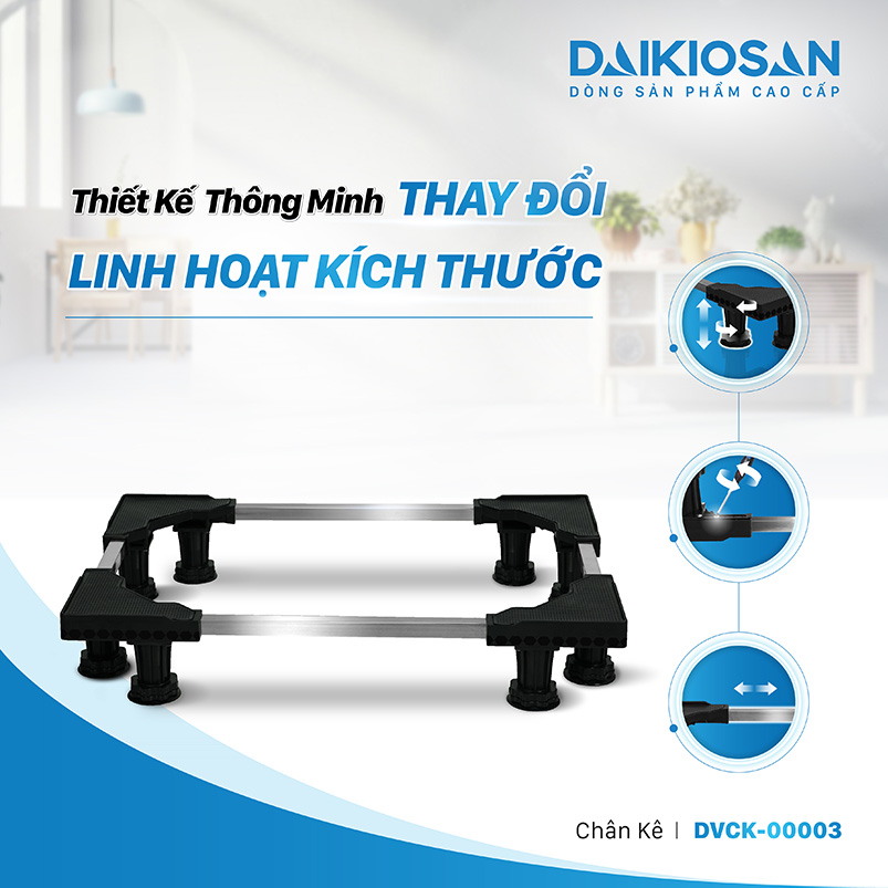 [GIÁ SỐC] Chân kê máy giặt, tủ lạnh DVCK-00003 loại 8 trụ nhựa có điều chỉnh độ cao (Nhựa, Inox loại tốt)