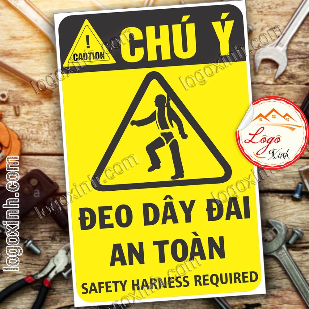 LOGO TEM STICKER BIỂN CẢNH BÁO YÊU CẦU ĐEO DÂY AN TOÀN - SAFETY HARNESS - BIỂN CẢNH BÁO AN TOÀN LAO ĐỘNG