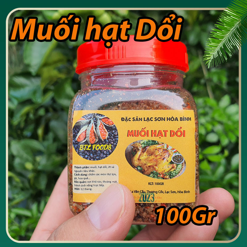 Lọ 100Gr Muối Hạt Dổi Lạc Sơn Hòa Bình gia vị Tây Bắc