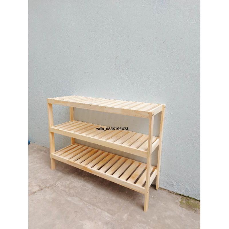 Kệ để đồ 3 ngăn gỗ tự nhiên dài 80cm