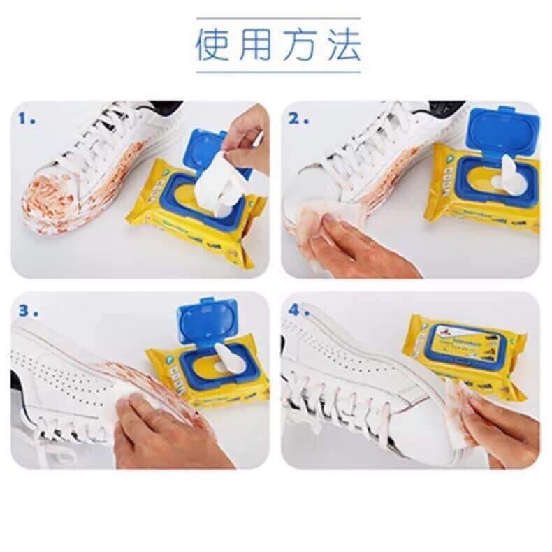 Giấy lau giày Sneaker tiện dụng đã tẩm ướp sẵn nước lau sạch giày