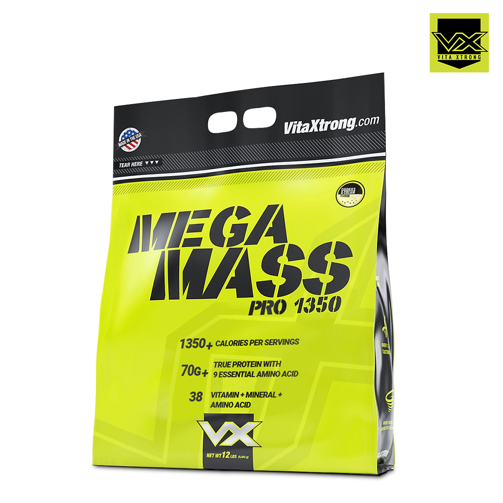 Mega Mass Pro 1350 12lbs (5.4kg) VitaXtrong Sữa Hỗ Trợ Tăng Cân Từ USA