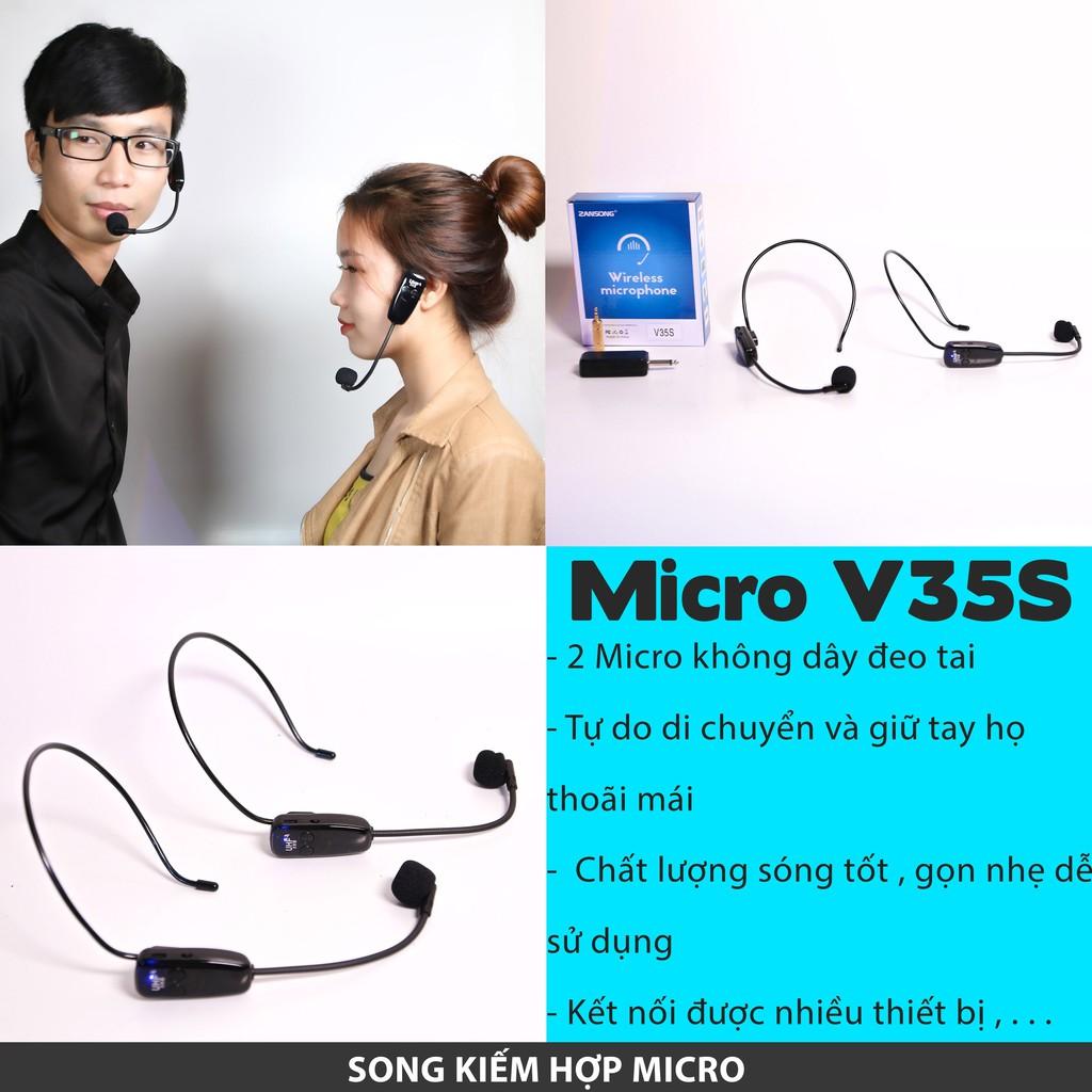 Micro không dây đeo tai Zansong V35S - Phù hợp cho mọi thiết bị, hỗ trợ thuyết trình, giảng dạy, trợ giảng, hướng dẫn