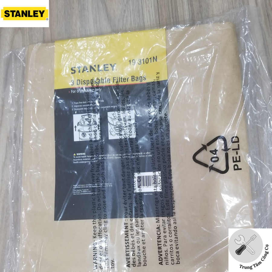 Bộ  3 Túi giấy đựng bụi Model 19-3101N sử dụng cho máy hút bụi Stanley SL19199P, SL19156, SL19501P- 12A, SL19501-12B