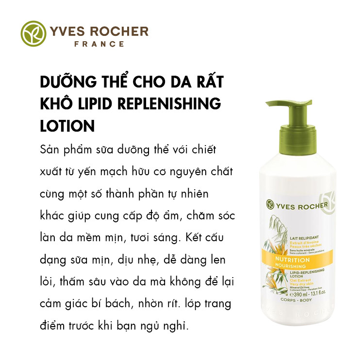 Combo Gel tắm Yves Rocher Bath &amp; Shower Gel 200 ml - Olive Lemongrass + Sữa Dưỡng Thể Dành Cho Da Khô Và Rất Khô Yves Rocher Nutrition Lipid Replenishing Lotion 390ml