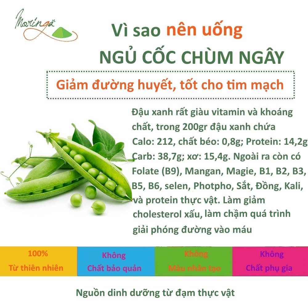 Bột Ngũ Cốc Chùm Ngây - Thực phẩm cung cấp dinh dưỡng cho mọi đối tượng, bổ sung caxi và đạm thực vật, tiện lợi cho bữa sáng và chắc bụng cho bữa tối giúp ngủ ngon