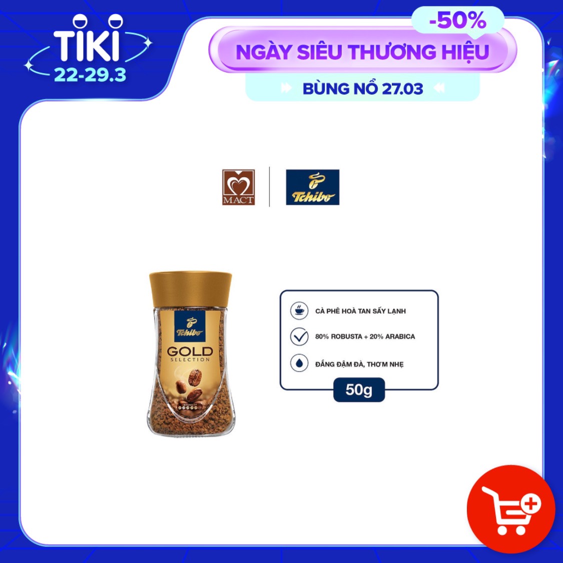 Cà phê hòa tan Tchibo Gold - 50g