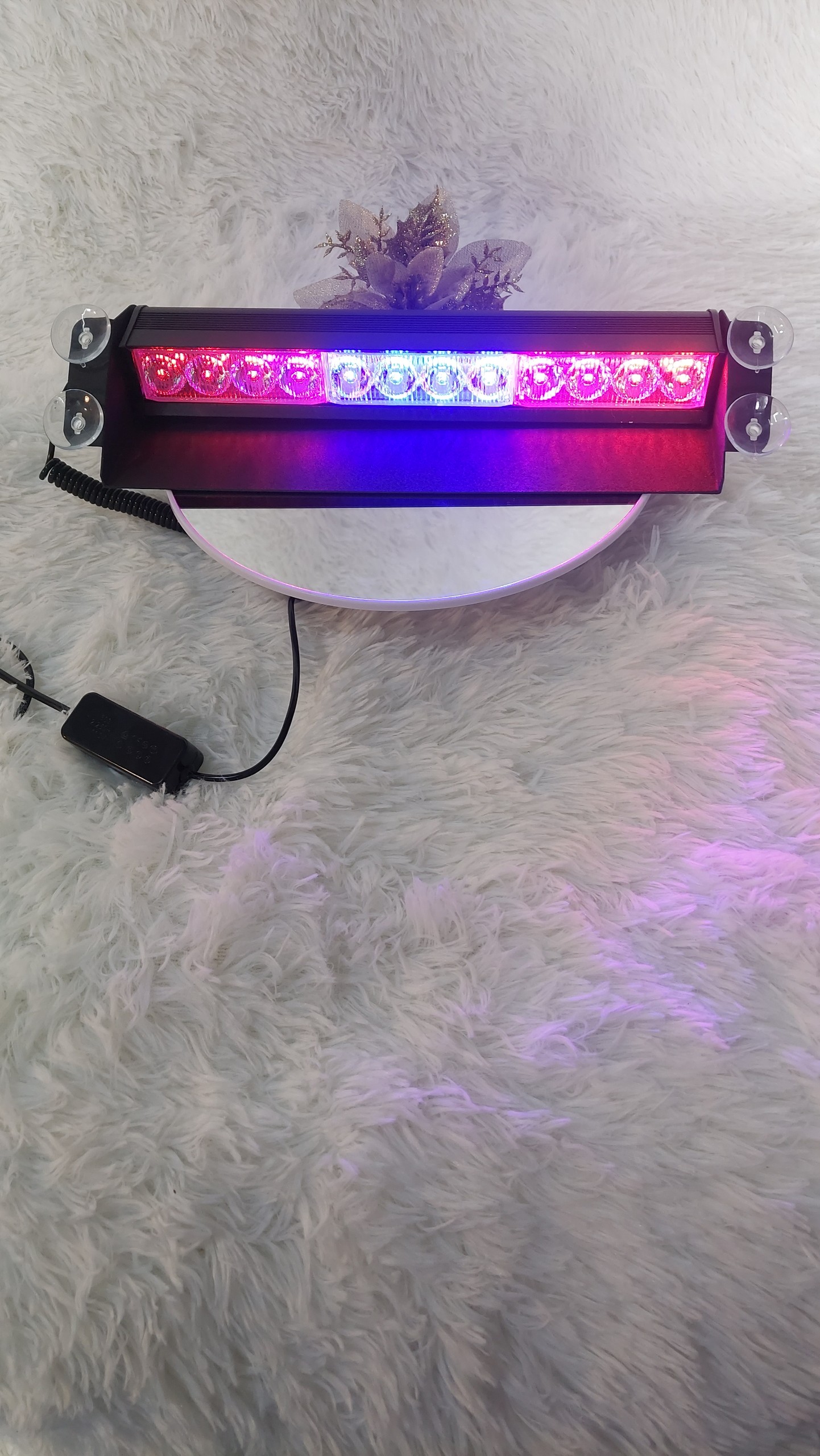 Đèn nháy xanh đỏ - Đèn chớp Police nháy xanh đỏ 12W 12LED gắn kính cho xe ưu tiên.