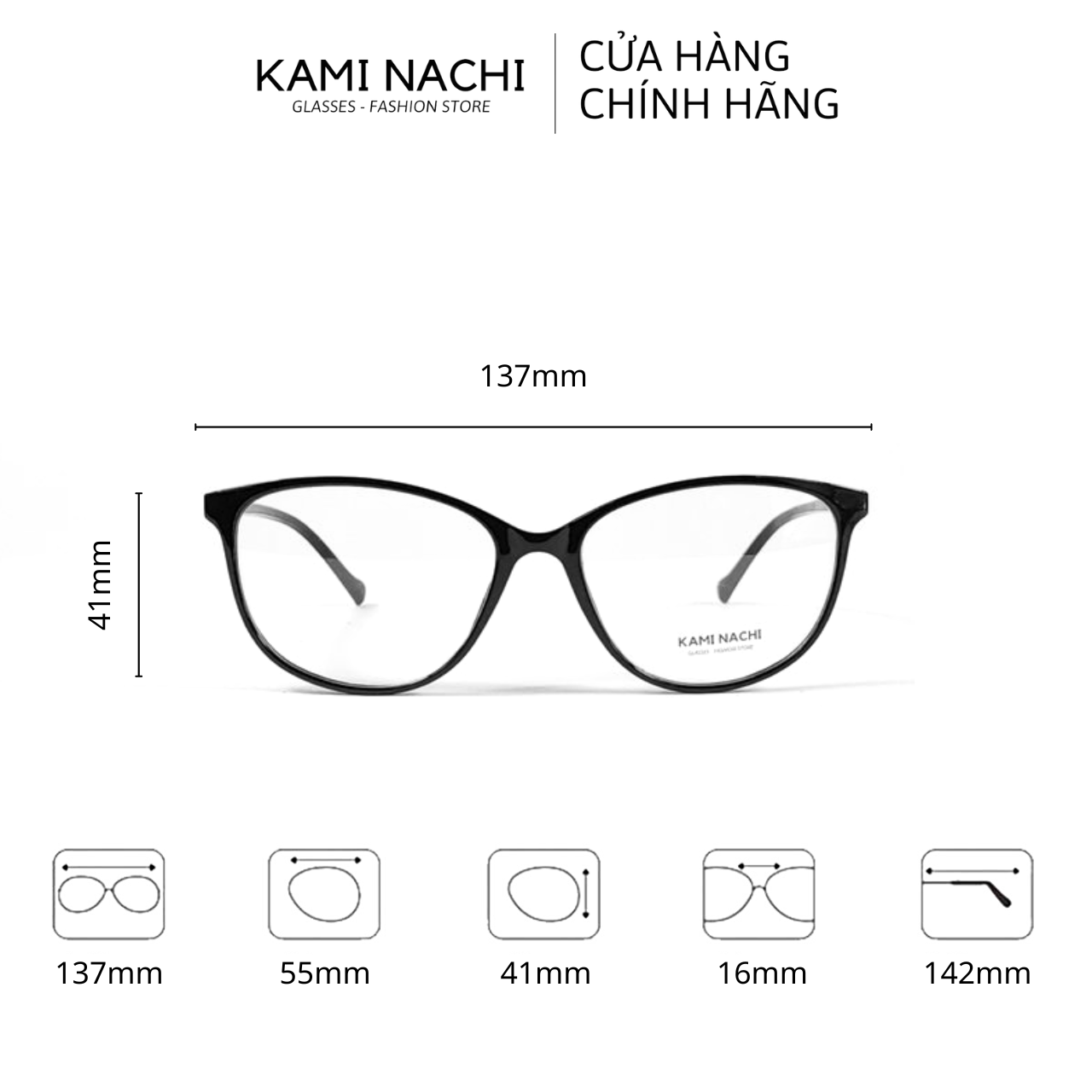 Gọng kính nhựa dáng mắt mèo KAMI NACHI phong cách tự do LD2436