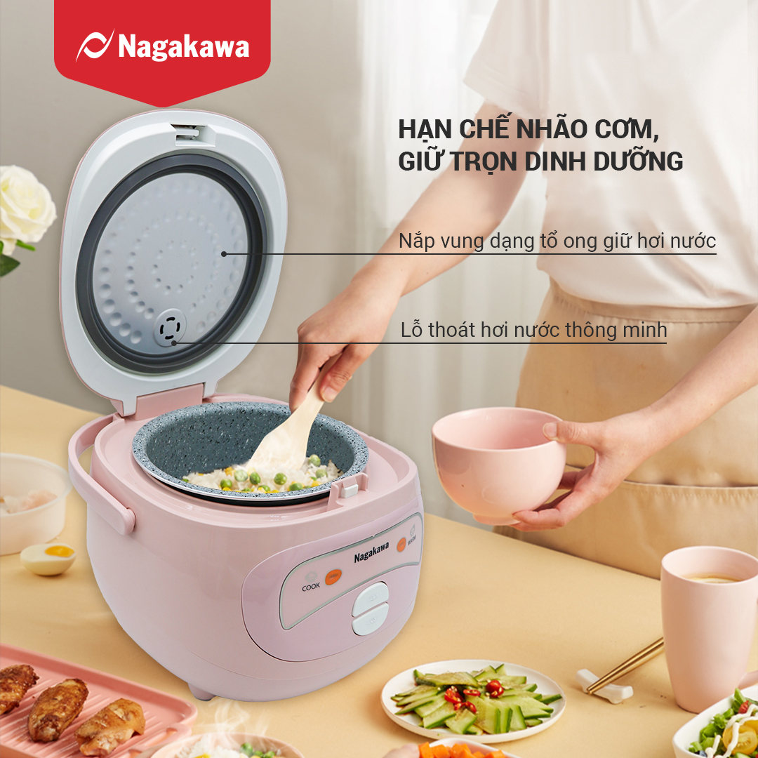 Nồi Cơm Điện Mini Nagakawa NAG0134 (400W-1 Lít) - Hàng Chính Hãng