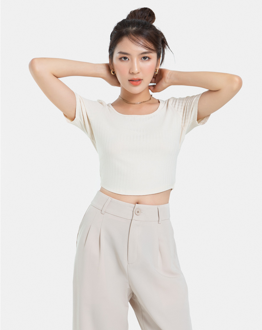 Áo Thun Thời Trang JUNO Croptop Cổ Vuông JNATH017