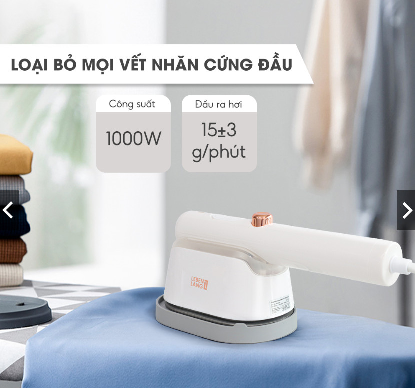 Bàn Là Hơi Nước Mini LEBENLANG LBL5285, Công Suất 1000W, Làm Nóng Trong 30s, Mặt Là Phủ Gốm - Hàng Chính Hãng