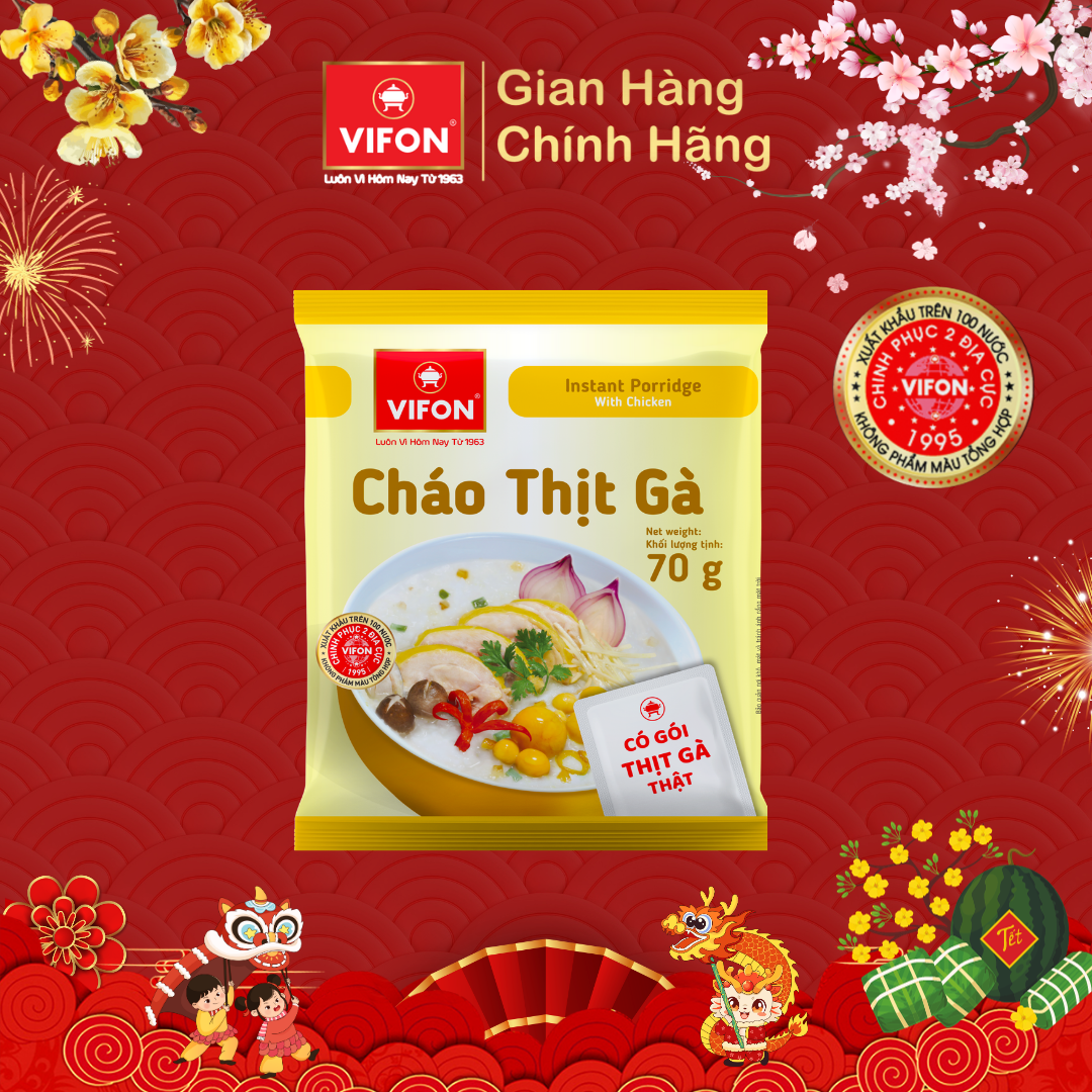 Thùng 50 Cháo Thịt Gà VIFON có Gói Thịt Thật 27gr