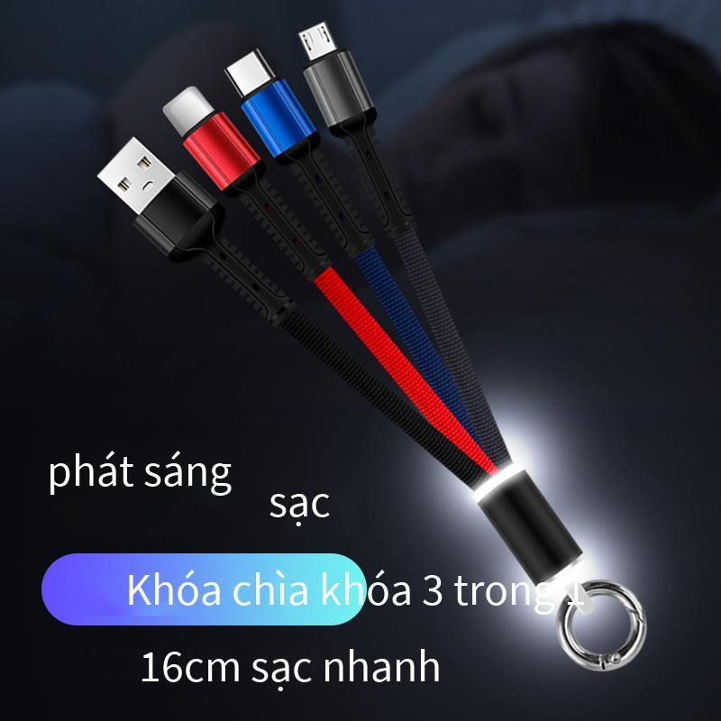 Ưu đãi đặc biệt tùy chỉnh công nghệ màu đen trung tính màu đen đèn flash sạc lò xo bộ truyền phát ba trong một cáp dữ liệu điện thoại di động cáp sạc dạ quang màu đỏ